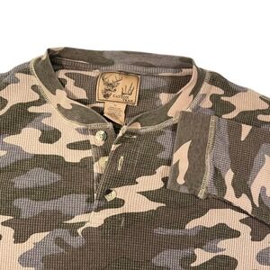 Canyon Trail XL Green Camo Henley Waffle Knit Thermal Gorpcore Hunting Shirt